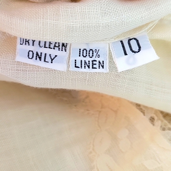 Vintage Peggy Jennings Cache Womens Linen Crew Neck Lace Dress - Picture 11 of 11